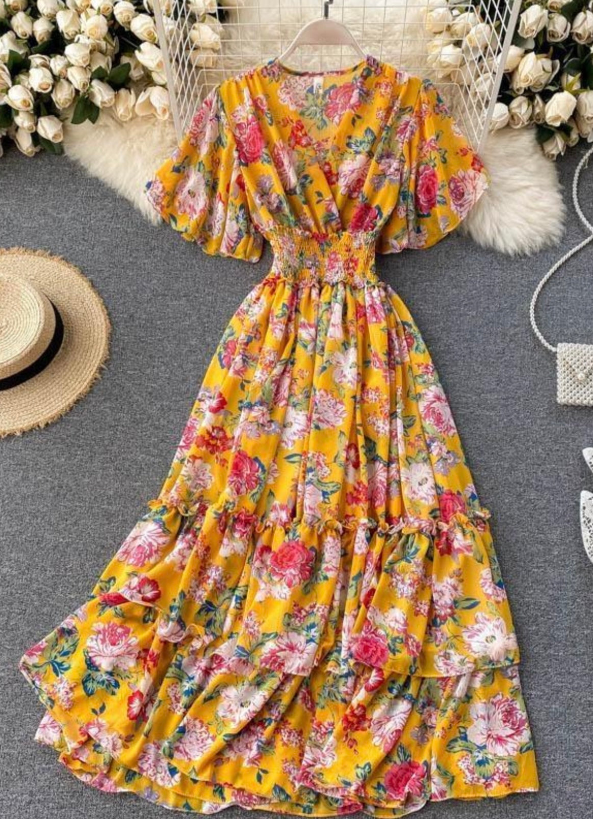 Yellow floral dress