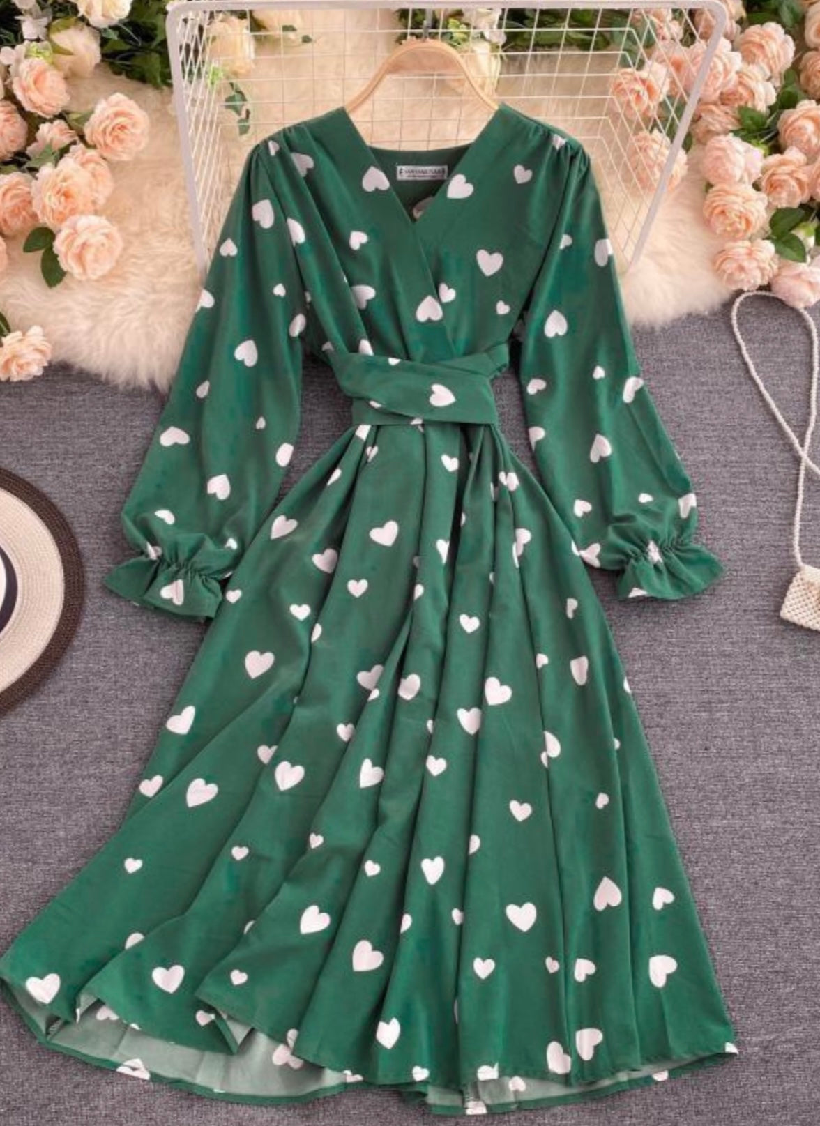 Green heart dress
